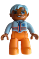 Duplo Figure Lego Ville, Male Medic, Orange Legs, Light Bluish Gray Top with Zipper, Stripes and EMT Star of Life Pattern, Light Bluish Gray Hair - 47394pb125