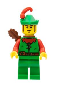 Forestman - red, green hat, red feather, quiver, sideburns cas557