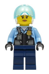 Police - City Helicopter Pilot Female, Safety Vest with Police Badge, Dark Blue Legs, White Helmet cty1311