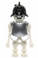Skeleton, Fantasy Era Torso with Evil Skull, Black Conquistador Helmet, Pearl Light Gray Armor - gen021