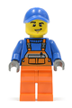 Overalls with Safety Stripe Orange, Orange Legs, Blue Cap with Hole, Lopsided Grin - twn232
