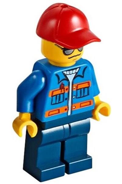 Worker in Blue Jacket with Orange Stripes - cty0500