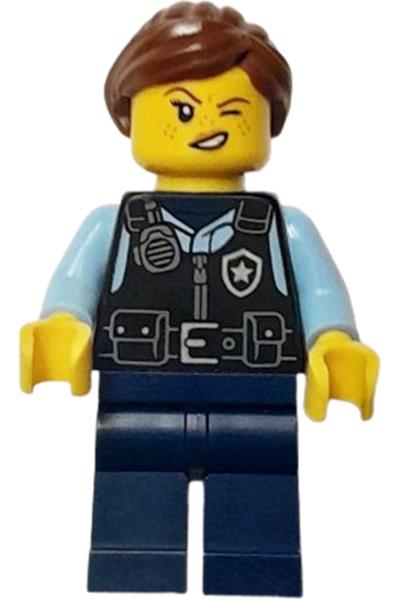 Lego Police City Officer Female Minifigure Blue Cap Ponytail 60317 60209 Cty0992 main image 1