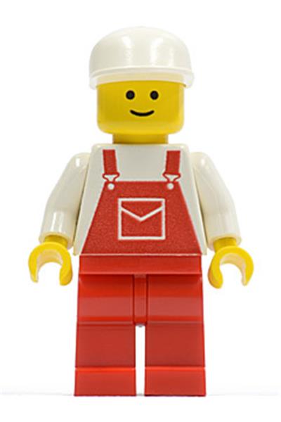 Male with Red Overalls Minifigure - ovr006