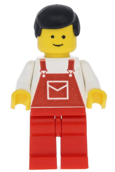 Male with Red Overalls Minifigure - ovr010