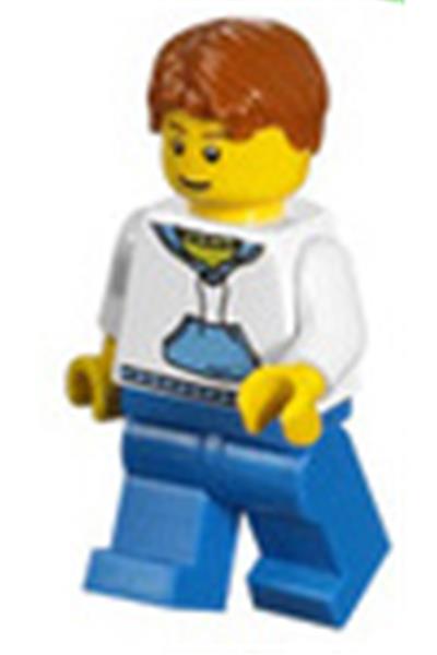 Male with White Hoodie with Blue Pockets - twn099