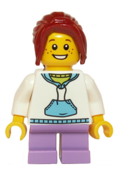 Feamle with White Hoodie with Blue Pockets - twn209