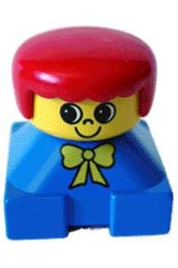 Duplo 2 x 2 x 2 Figure Brick, Blue Base with Yellow Bow, Yellow Head, Red Female Hair 2327pb03