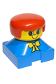 Duplo 2 x 2 x 2 Figure Brick, Blue Base with Yellow Bow, Yellow Head, Red Female Hair - 2327pb03