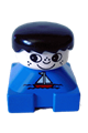 Duplo 2 x 2 x 2 Figure Brick, Blue Base with Sailboat Pattern, White Head with Freckles, Black Male Hair - 2327pb04