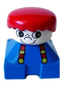 Duplo 2 x 2 x 2 Figure Brick, Blue Base with Suspenders, White Head with Freckles on Nose, Red Male Hair 2327pb05