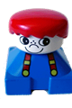 Duplo 2 x 2 x 2 Figure Brick, Blue Base with Suspenders, White Head with Freckles on Nose, Red Male Hair - 2327pb05