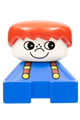 Duplo 2 x 2 x 2 Figure Brick, Blue Base with Suspenders, White Head with Freckles on Nose, Red Male Hair - 2327pb05