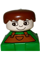 Duplo 2 x 2 x 2 Figure Brick, Green Base with Brown Overalls, Brown Hair, White Head - 2327pb17