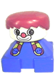 Duplo 2 x 2 x 2 Figure Brick, Clown, Blue Base with Button Suspenders, White Head, Red Male Hair - 2327pb19