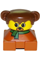 Duplo 2 x 2 x 2 Figure Brick, Dog, Dark Orange Base with Green Scarf, Brown Hair with Ears, Yellow Dog Face - 2327pb30