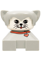 Duplo figure brick cat with light gray base, red collar, light gray hair with ears, yellow face, round eyes, and 2 whiskers - 2327pb31