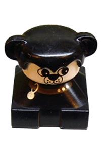 Duplo Dog - Duplo figure brick with a black base and collar, black hair with ears, and a white dog face - 2327pb34