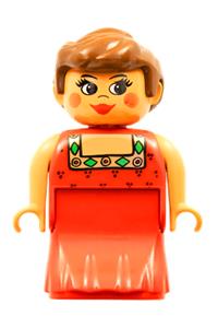 Duplo Figure, Female Lady, Red Dress, Blush, Ponytail 31181pb02
