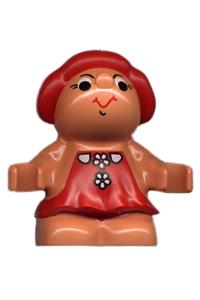 Duplo Figure Little Forest Friends, Female, Red Dress with Two White Flowers Down 31231pb01