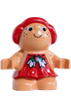 Duplo Figure Little Forest Friends, Female, Red Hair, Red Dress with Two White Flowers Across - 31231pb03