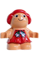 Duplo figure from Little Forest Friends with red hair and wearing a red dress with two white flowers - 31231pb03