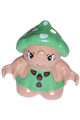 Grizzly Toadstool Duplo figure with a green dress featuring two ladybugs - 31231pb05