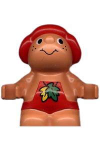 Duplo Baby Jelly Strawberry - Baby Jelly Strawberry Duplo figure in a red outfit adorned with leaves, part of the Little Forest Friends series - 31232pb01