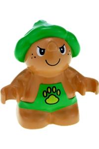 Duplo Trouble Toadstool - Trouble Toadstool Duplo figure from Little Forest Friends series, wearing a green outfit with yellow paw - 31232pb03