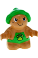 Trouble Toadstool Duplo figure from Little Forest Friends series, wearing a green outfit with yellow paw - 31232pb03
