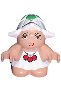 Duplo Figure Little Forest Friends, Female, White Dress with Three Red Berries 31234pb03