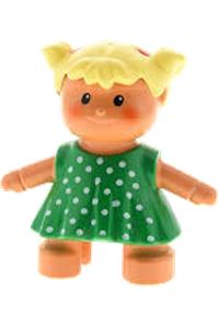 Duplo Figure Doll, Anna's Baby, Green Polka Dot Dress 31312pb01
