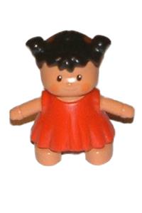 Duplo Sarah's Baby - Duplo figure doll Sarah's baby wearing a red dress - 31312pb03