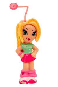 Clikits Figure Heart Minifigure - Clikits figure with yellow hair, wearing a light green top and a magenta skirt - 4534