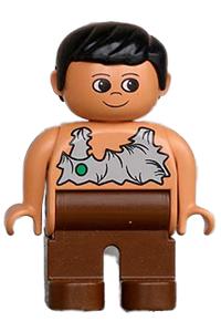 Duplo Caveman - Male Duplo figure with brown legs wearing a nougat top - 4555pb035