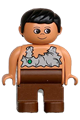 Duplo Figure, Male, Brown Legs, Nougat Top - 4555pb035