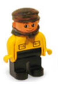 Duplo Figure, Male, Black Legs, Yellow Top with Pockets 4555pb052