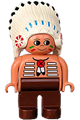 Duplo Figure, Male, Brown Legs, Nougat Top with White Stripes - 4555pb080