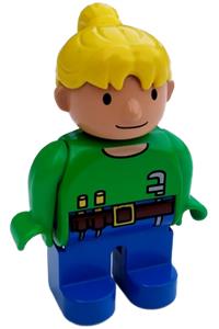 Duplo Figure, Female, Wendy in Worker Outfit, Bright Green Top 4555pb092