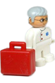 Duplo Figure, Male Medic, White Legs, White Top with EMT Star of Life Pattern, Gray Hair, Glasses - 4555pb128