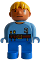 Female Duplo figure Wendy wearing a worker outfit with a medium blue top - 4555pb134