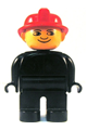 Male Duplo fireman with black legs and a black top - 4555pb162a