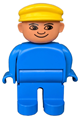 Duplo Figure, Male, Blue Legs, Blue Top, Yellow Cap - 4555pb164