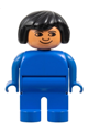 Duplo Figure, Female, Blue Legs, Blue Blouse, Black Hair - 4555pb235