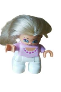 Duplo Child Princess - Lego Ville Duplo figure of a child girl Princess with blond hair wearing white legs and a pink top - 47205pb003