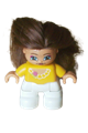 Duplo Figure Lego Ville, Child Girl, White Legs, Orange Top, Brown Hair - 47205pb004