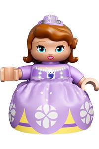 Duplo Figure Lego Ville, Child Girl, Medium Lavender Legs, Lavender Top, Dark Orange Hair with Diadem, Princess Sofia 47205pb033