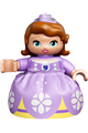 Duplo Figure Lego Ville, Child Girl, Medium Lavender Legs, Lavender Top, Dark Orange Hair with Diadem, Princess Sofia - 47205pb033