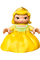 Lego Ville Duplo Princess Amber figure in white legs, bright light yellow top, yellow hair with diadem - 47205pb034