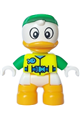 Duplo Figure Lego Ville, Louie Duck, Neon Yellow Life Jacket, Bright Green Arms and Cap (6438663) - 47205pb102